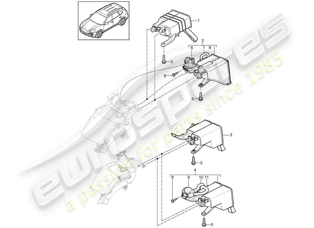 porsche 2018 (cayenne e2 92a) evaporative emission canister parts diagram