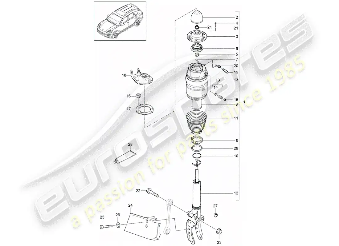 porsche 2012 (cayenne e2 92a) air spring parts diagram