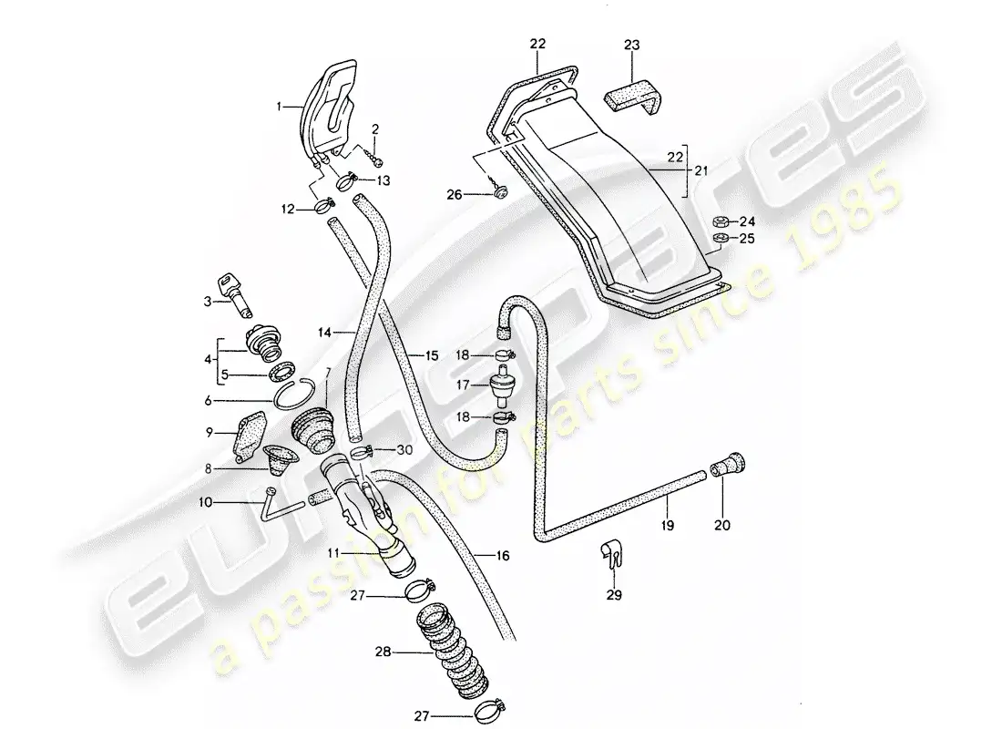 porsche 1993 (968) filler neck parts diagram