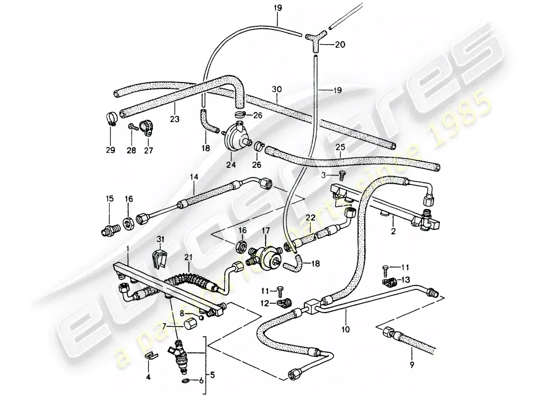 porsche 1991 (964) l-jetronic - lines parts diagram