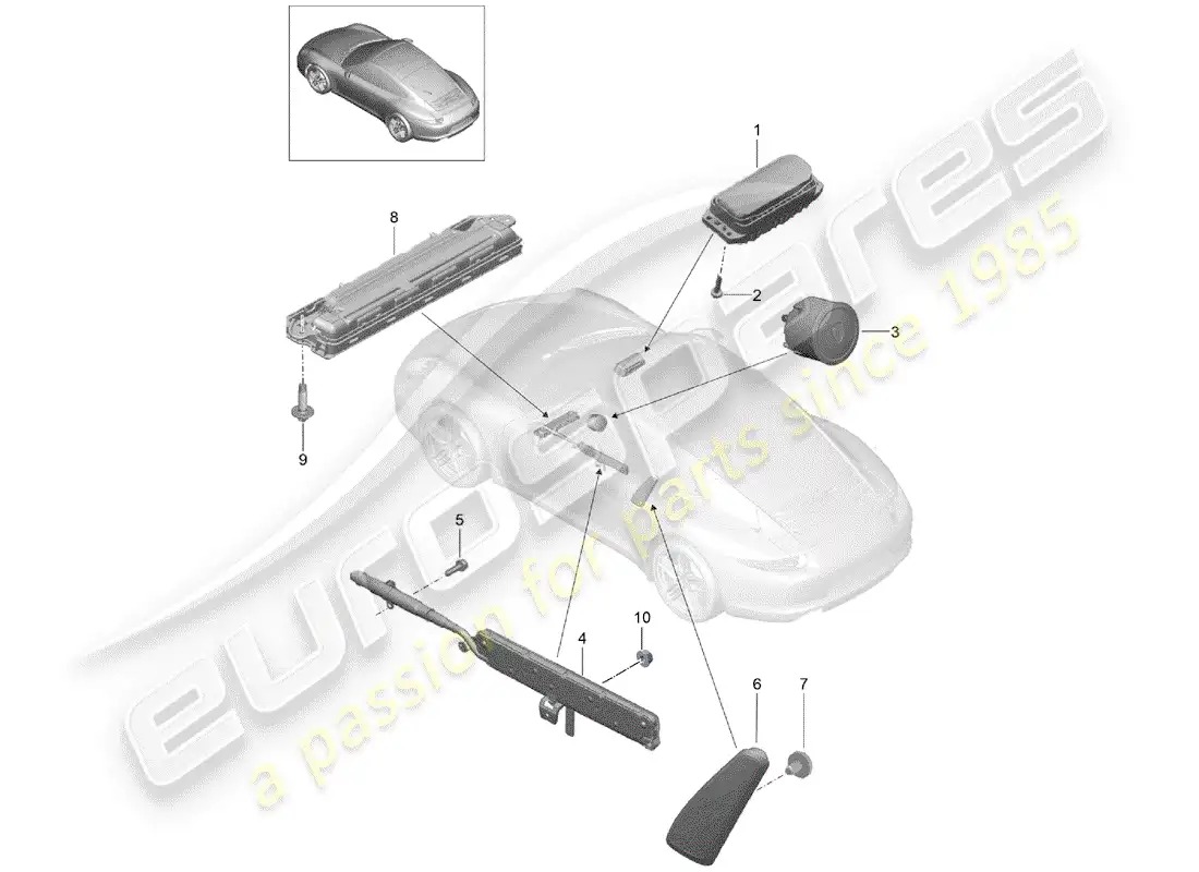 porsche 2013 (991-1) airbag parts diagram