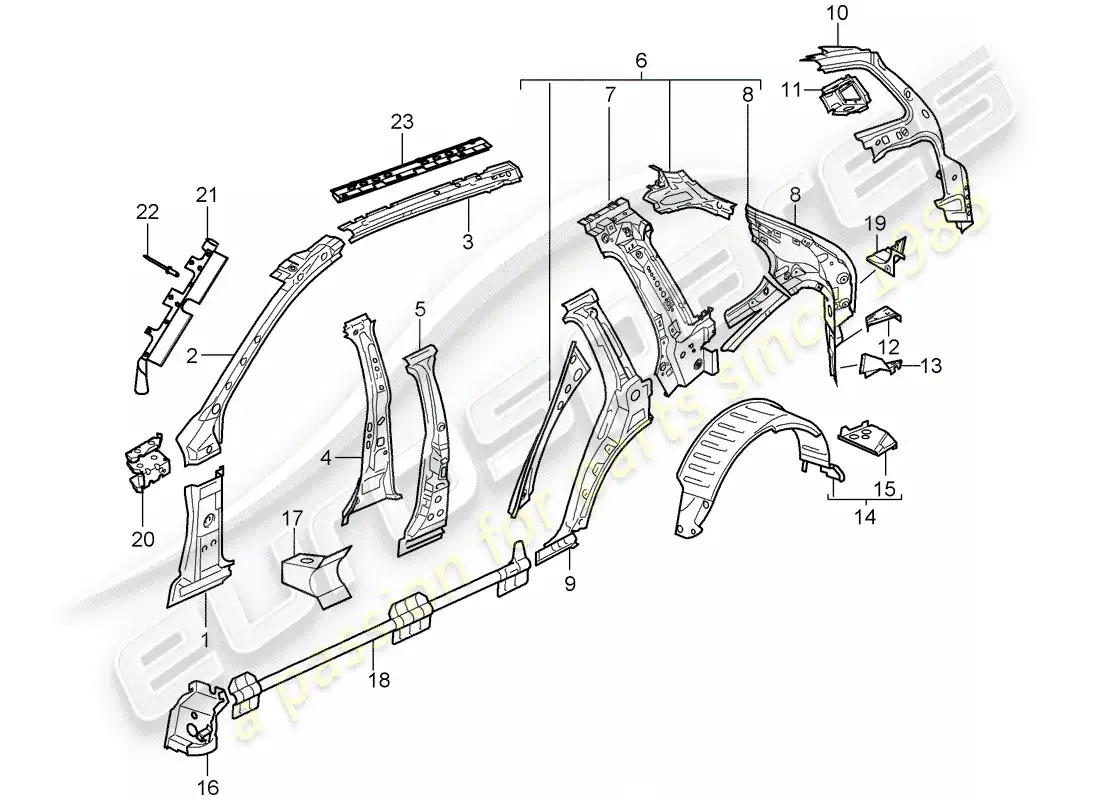 porsche 2003 (cayenne e1 9pa) side panel parts diagram