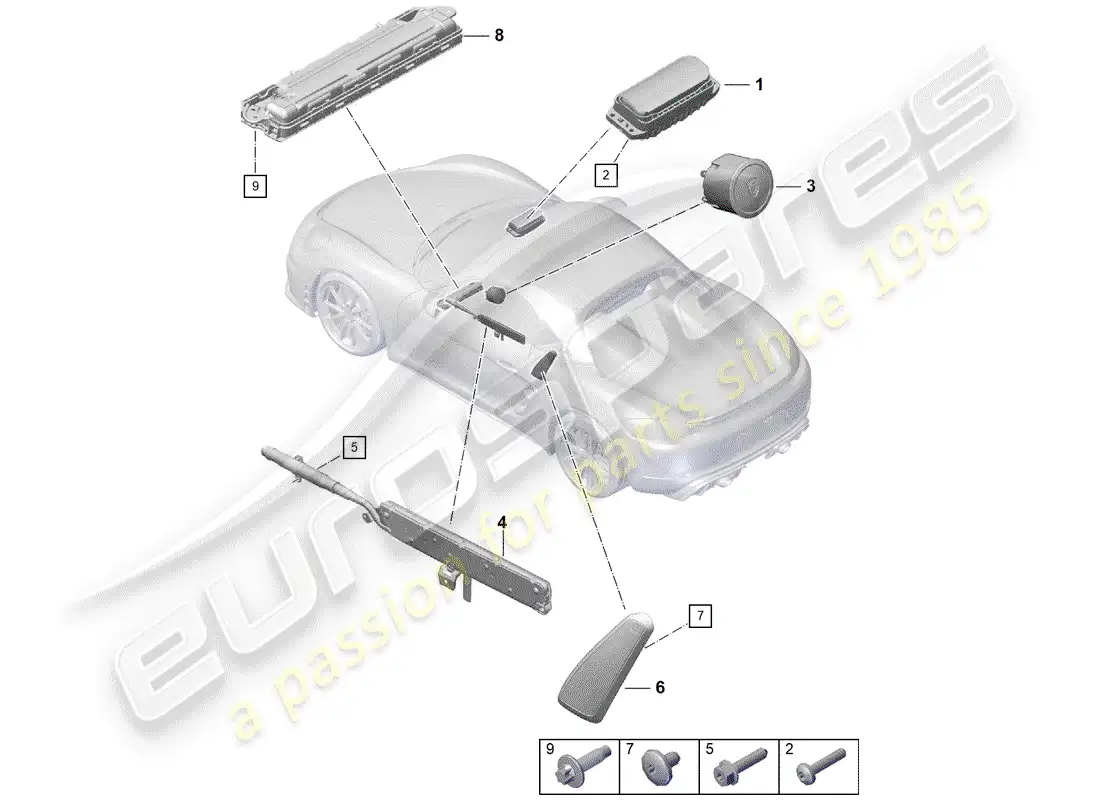 porsche 2019 (718 boxster spyder) airbag parts diagram