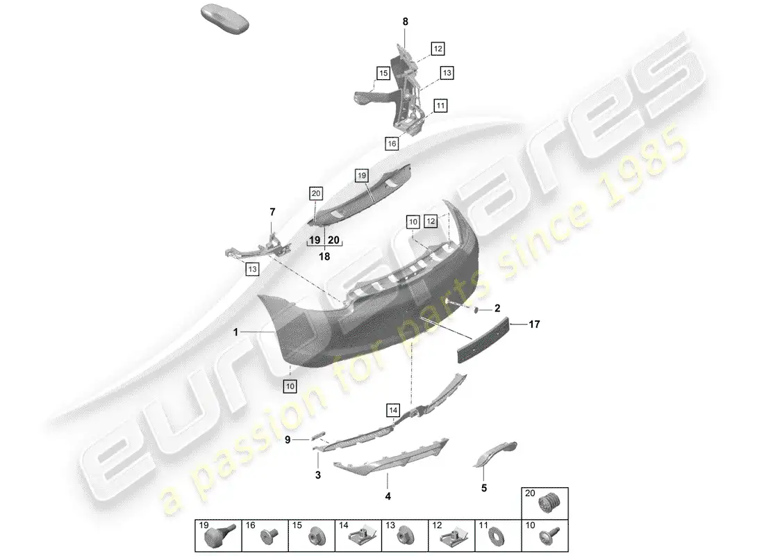 porsche 2020 (718 boxster spyder) bumper parts diagram