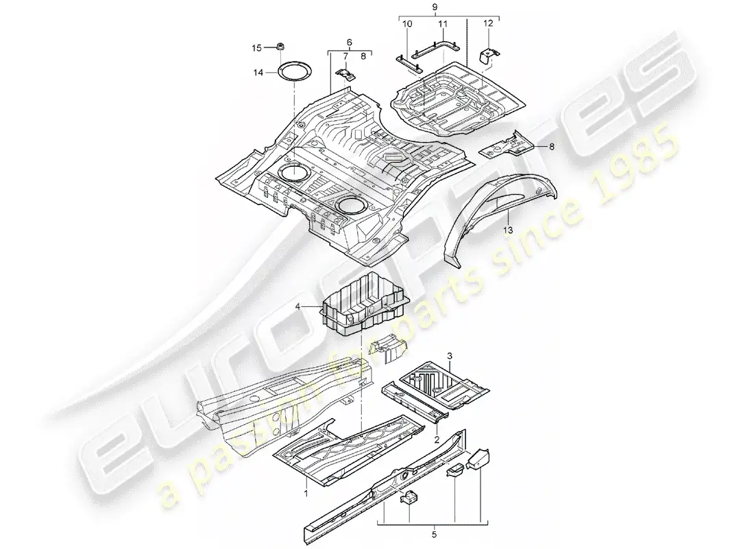 porsche 2006 (cayenne e1 9pa) floor plates parts diagram