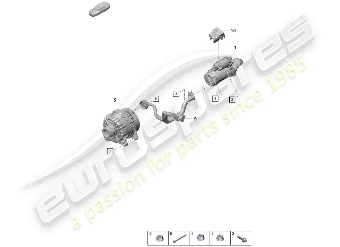porsche 2020 (718 boxster spyder) starter parts diagram