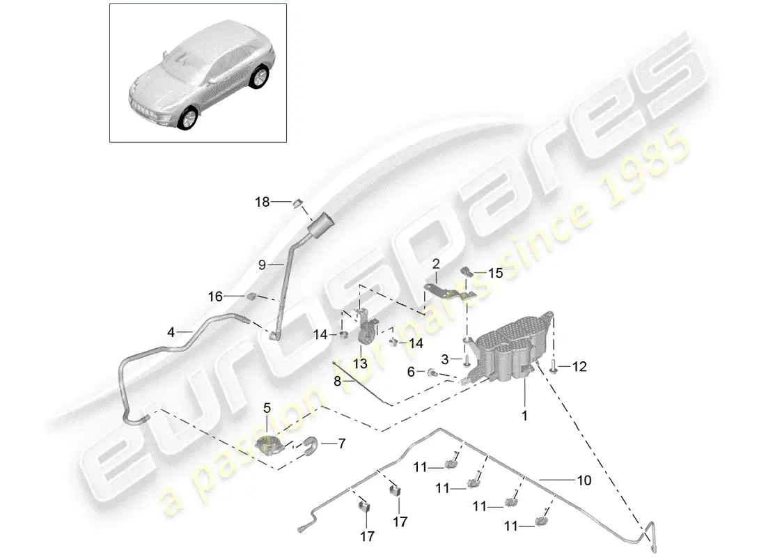porsche 2017 (macan) evaporative emission canister parts diagram