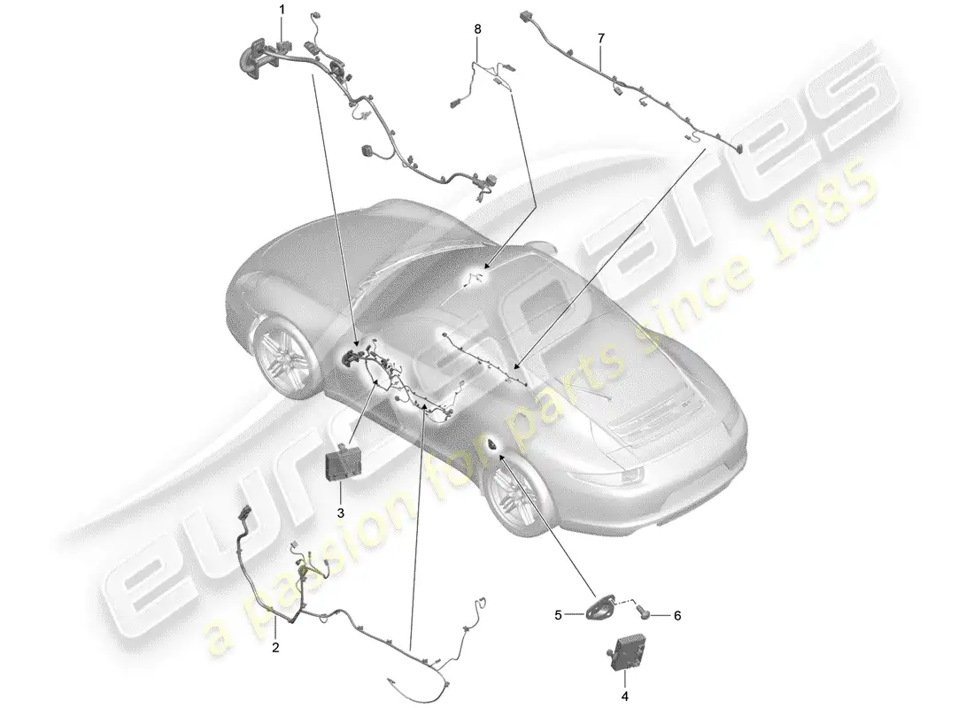 porsche 2013 (991-1) wiring harnesses parts diagram