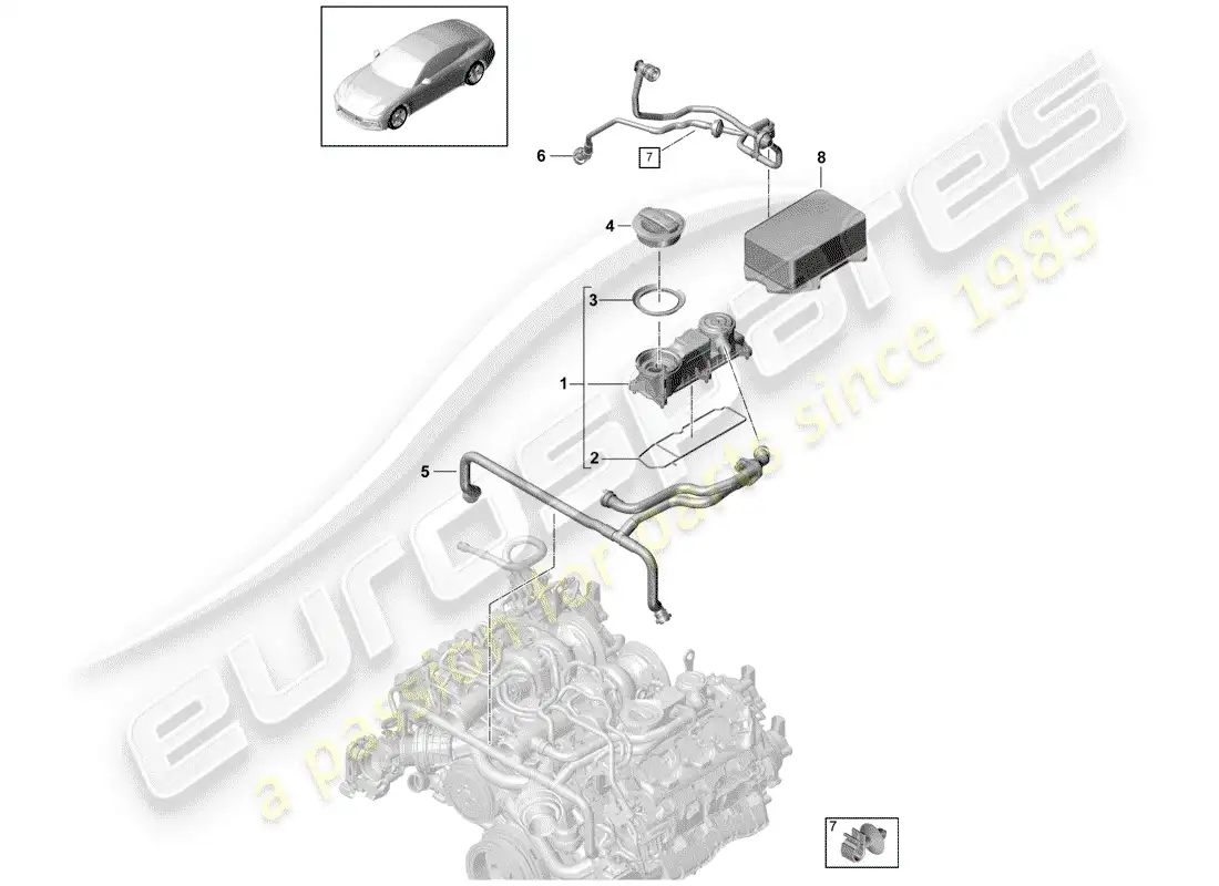 porsche 2017 (panamera 971-1) crankcase breather parts diagram