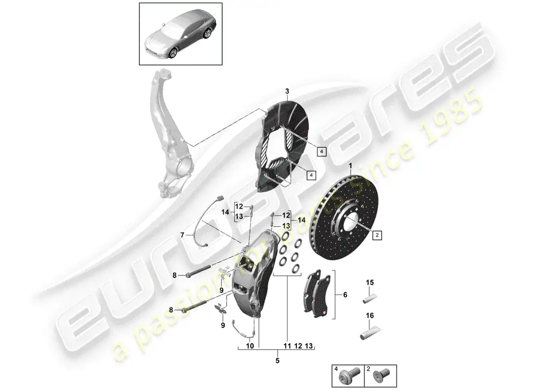 porsche 2017 (panamera 971-1) disc brakes part diagram
