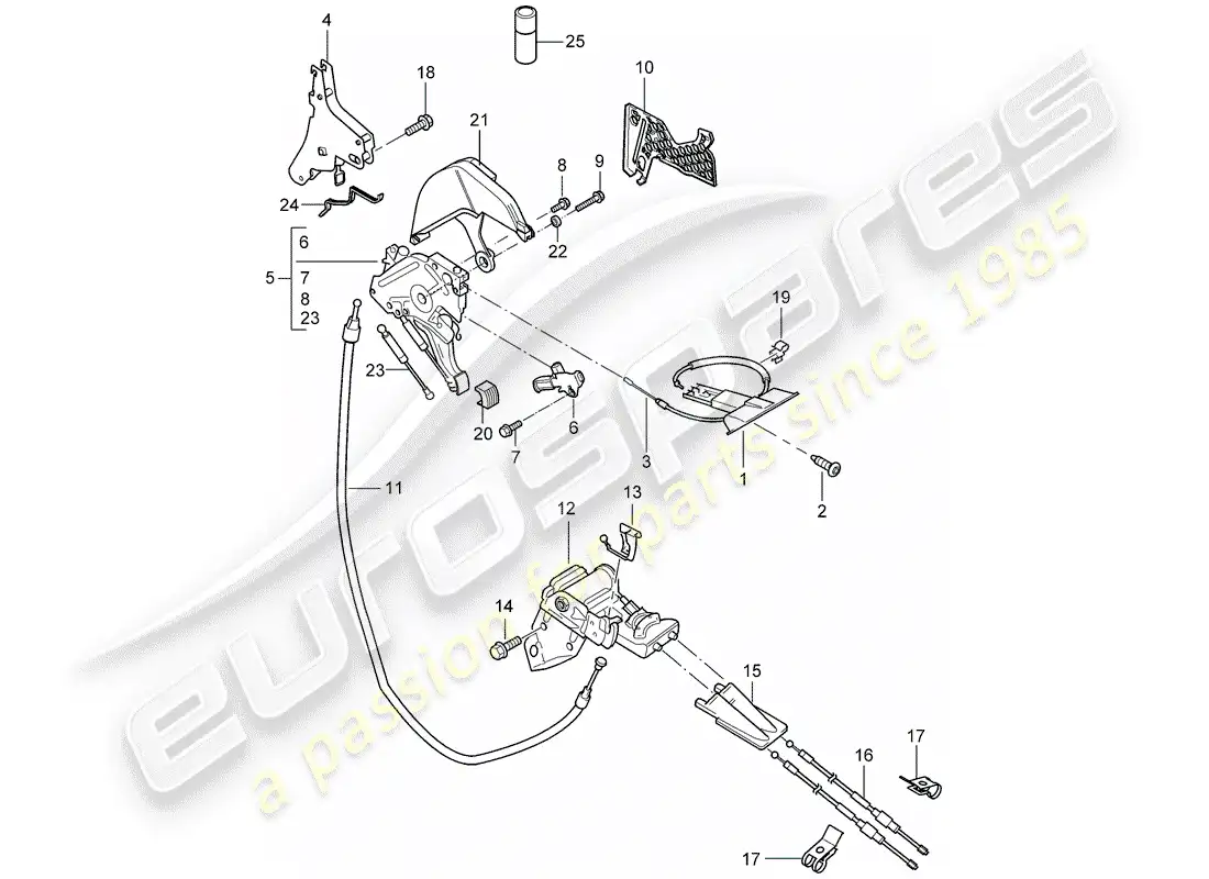porsche 2003 (cayenne e1 9pa) foot-activated park brk lever parts diagram