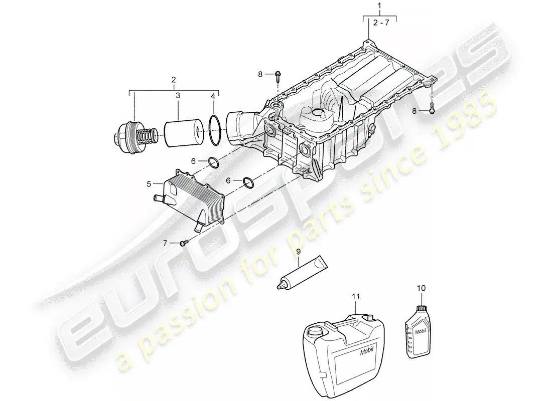 porsche 2009 (cayenne e1 9pa) oil-conducting housing part diagram