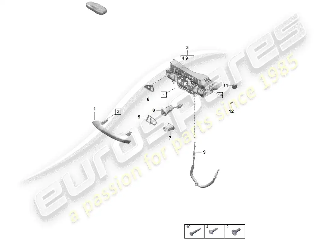 porsche 2020 (718 boxster spyder) door handle, outer parts diagram
