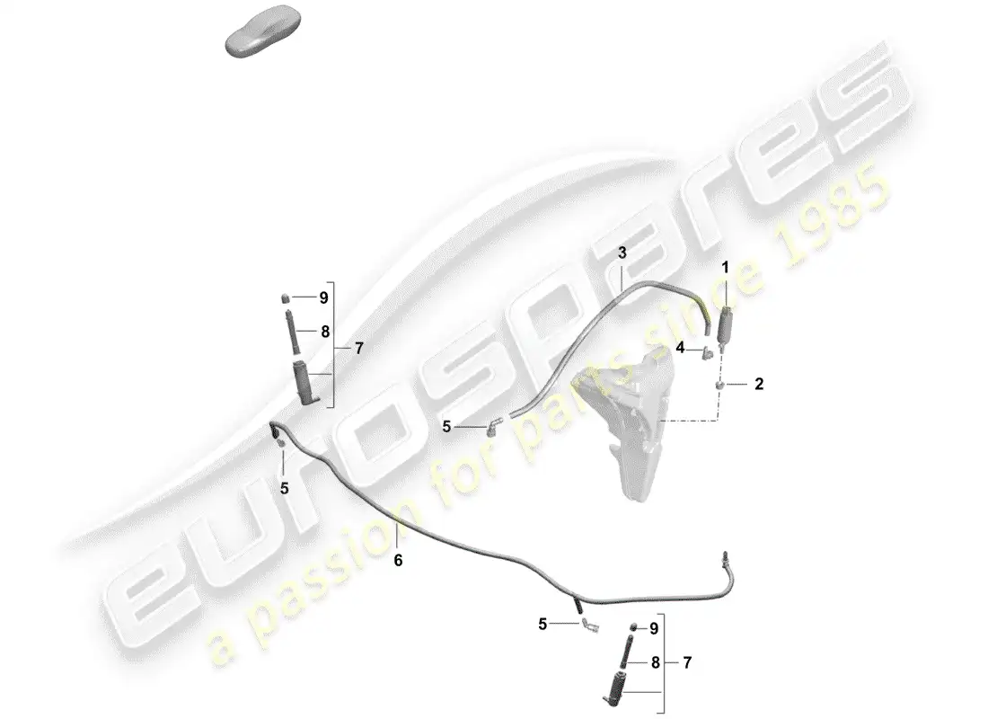 porsche 2020 (718 boxster spyder) headlight washer system parts diagram