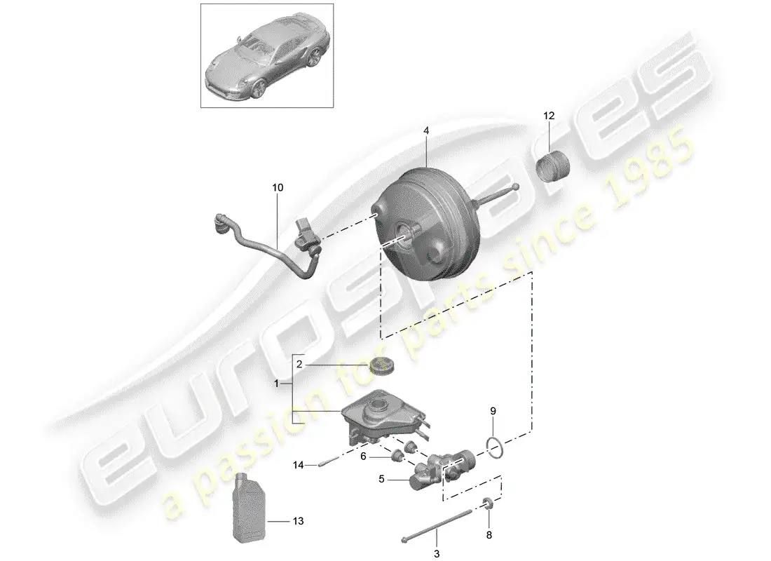 porsche 2017 (991-2 turbo) brake master cylinder part diagram
