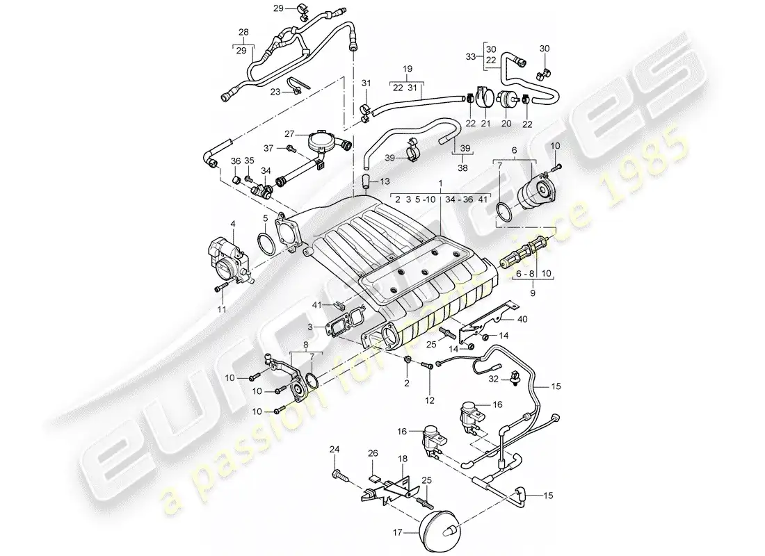 porsche 2005 (cayenne e1 9pa) intake manifold parts diagram