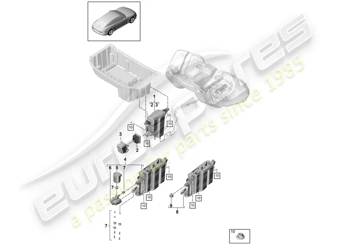 porsche 2019 (panamera 971-1) evaporative emission canister parts diagram