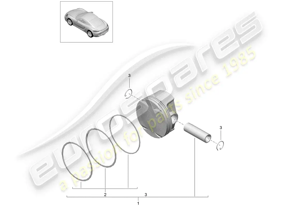 porsche 2019 (718 cayman) piston parts diagram