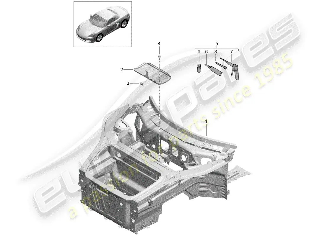 porsche 2017 (718 boxster) front end parts diagram