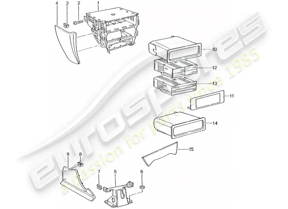 porsche 2003 (996 turbo / gt2) center console parts diagram