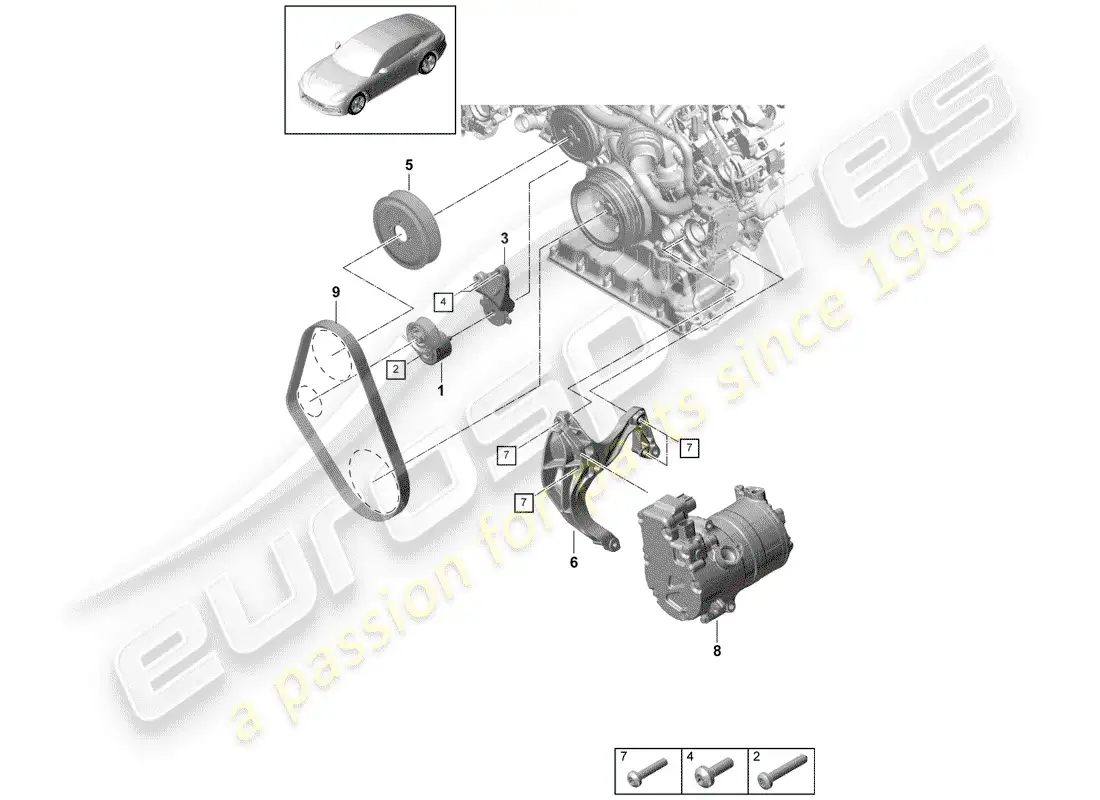 porsche 2020 (panamera 971-1) v-ribbed belt parts diagram