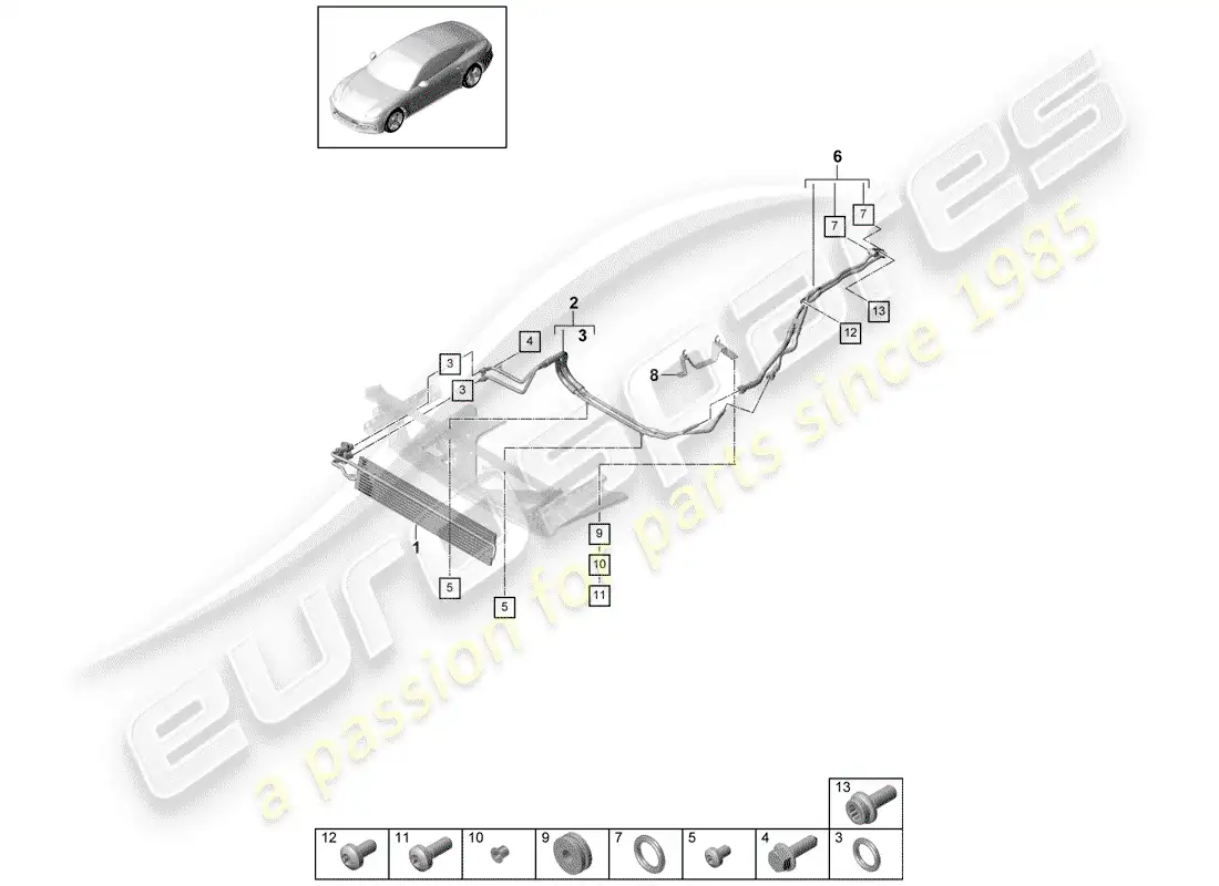 porsche 2020 (panamera 971-1) gear oil cooler parts diagram