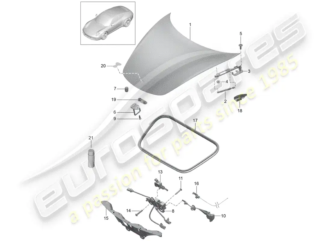 porsche 2014 (991-1) cover parts diagram