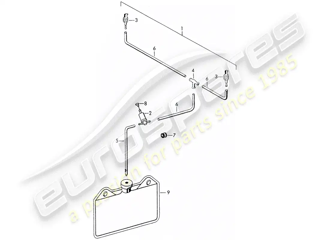 porsche 1954 (356/356a) windshield washer unit parts diagram