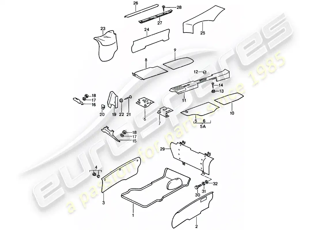 porsche 1981 (911) interior equipment parts diagram