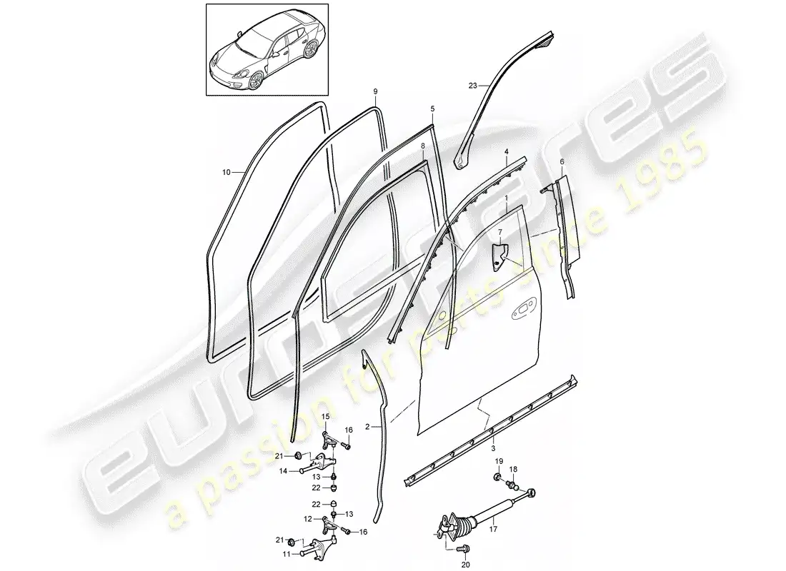 porsche 2014 (panamera 970) door shell parts diagram