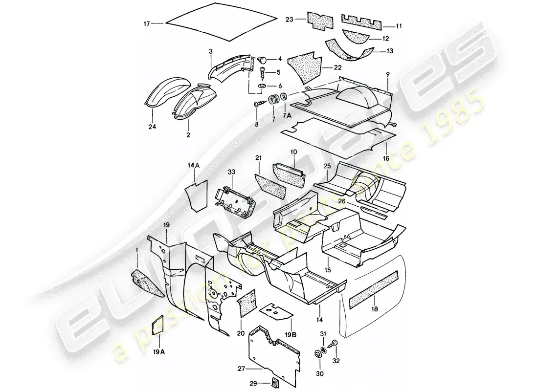 porsche 1979 (924) trims - floor cover parts diagram