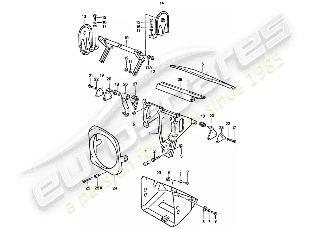 porsche 1979 (924) pop-up headlight parts diagram