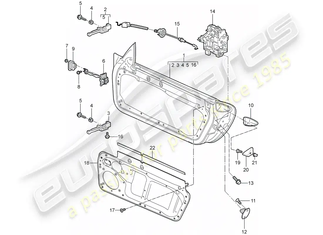 porsche 2005 (997-1) door shell parts diagram
