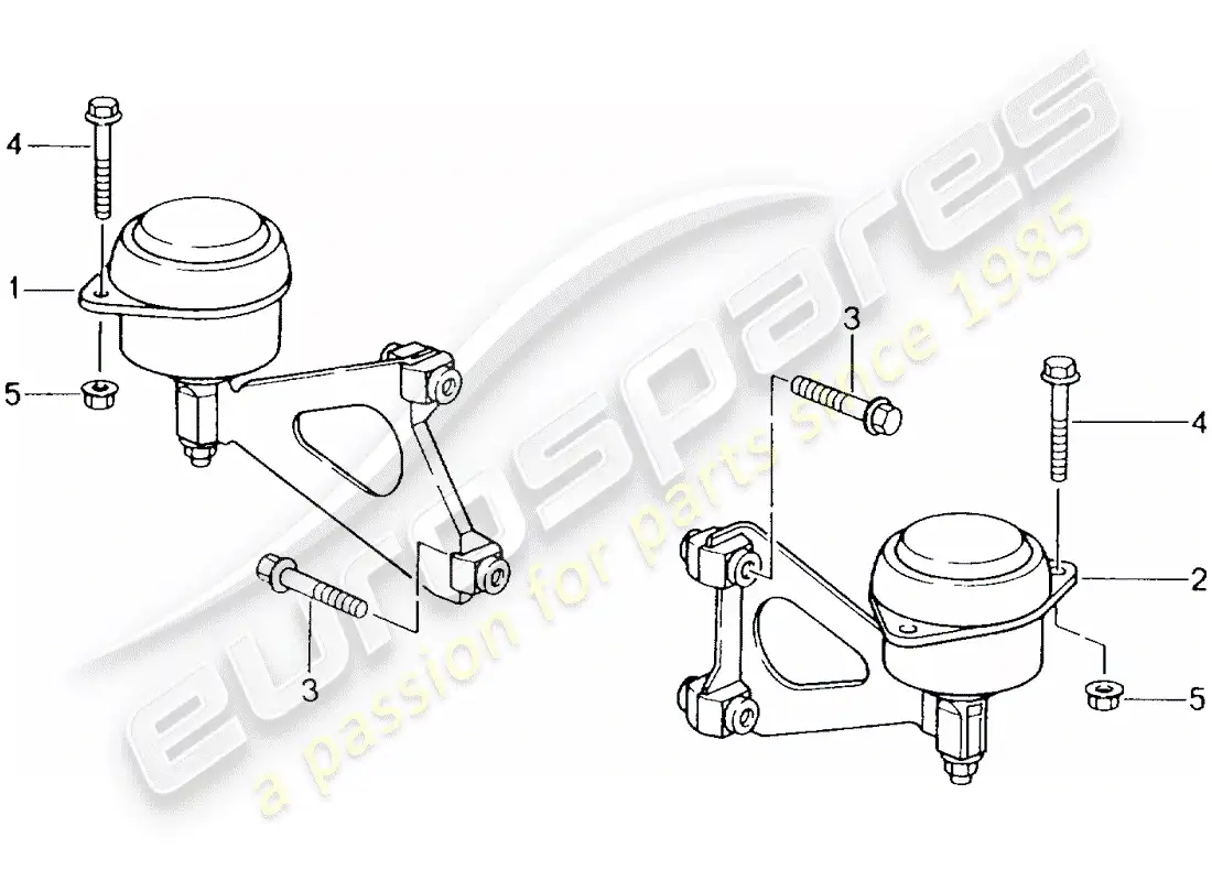 porsche 1999 (986 boxster) manual gearbox - gearbox mounting - engine parts diagram