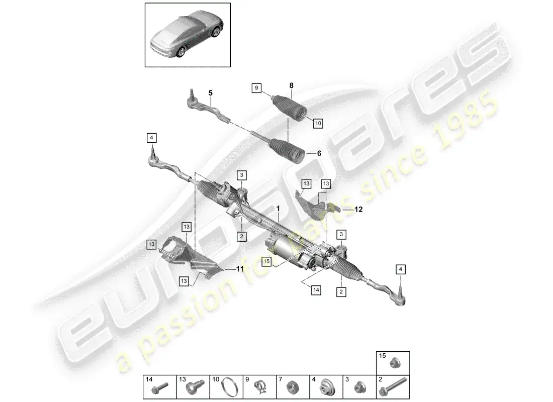 porsche 2017 (panamera 971-1) steering gear part diagram