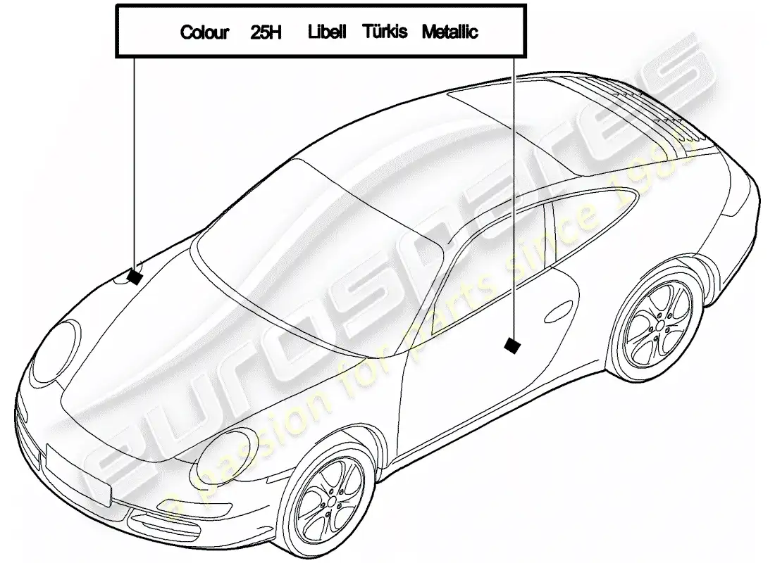 porsche 2012 (997-2) paint touch-up stick parts diagram