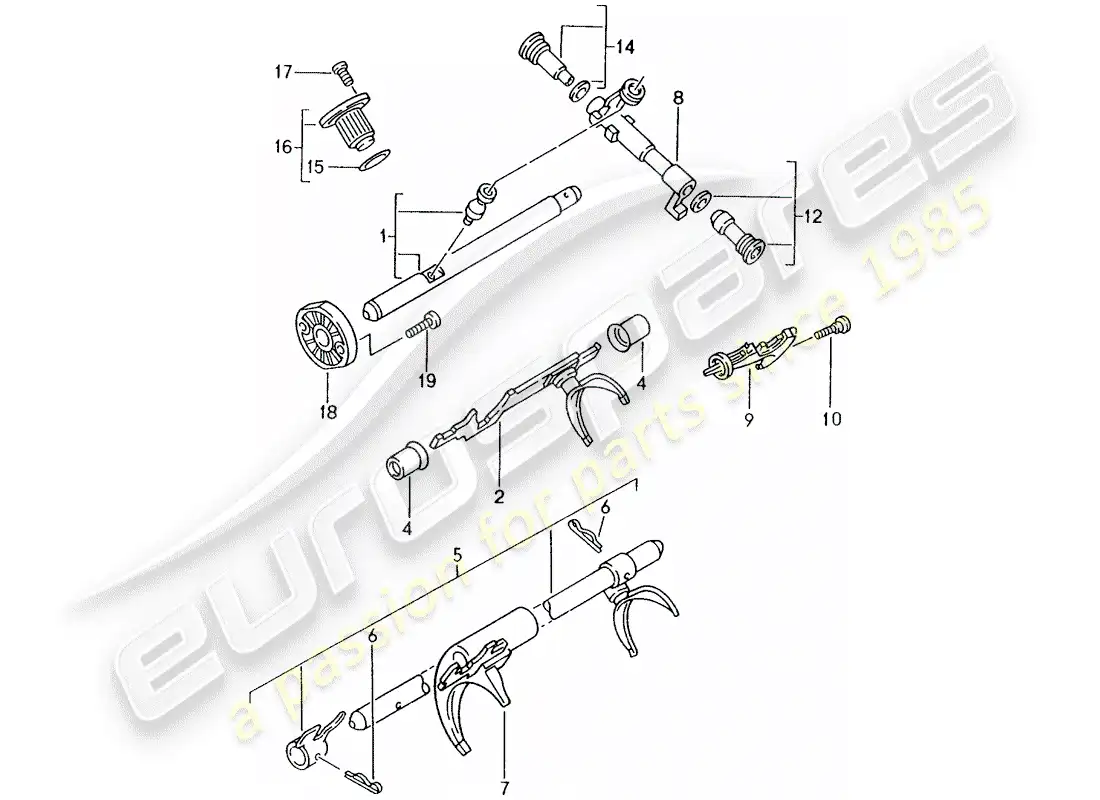 porsche 1999 (986 boxster) manual gearbox - single parts parts diagram