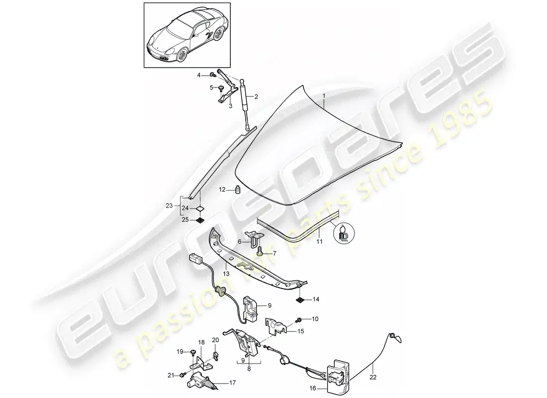porsche 2012 (987 cayman) cover parts diagram