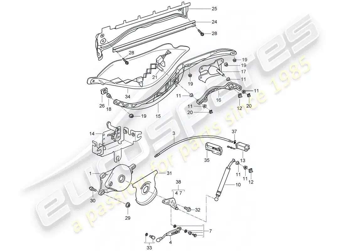 porsche 2012 (987 boxster) driving mechanism parts diagram