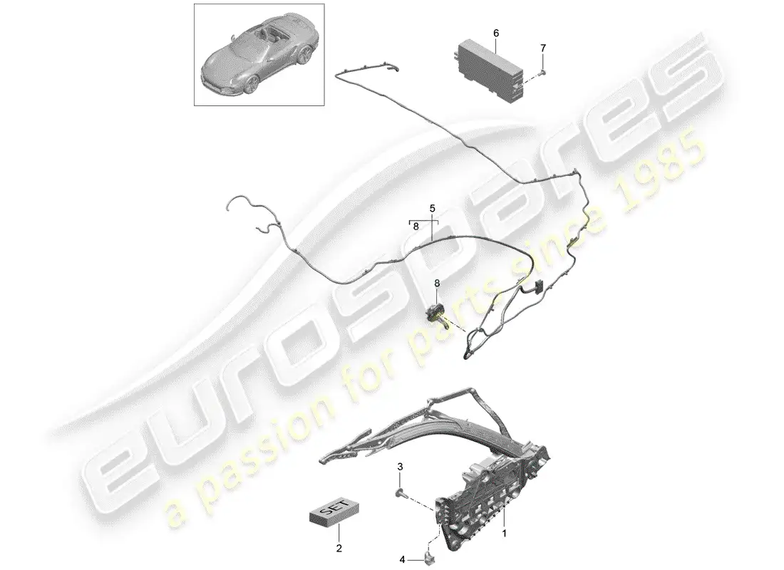 porsche 2016 (991-1 turbo) top frame parts diagram