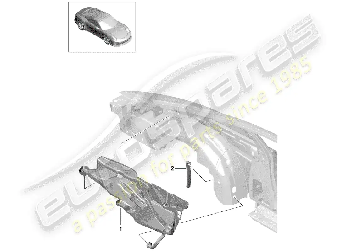 porsche 2014 (991-1 r/gt3/rs) water collecting tray parts diagram