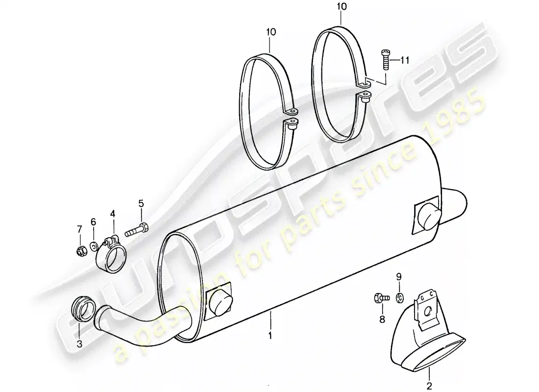 porsche 1987 (959) silencer parts diagram