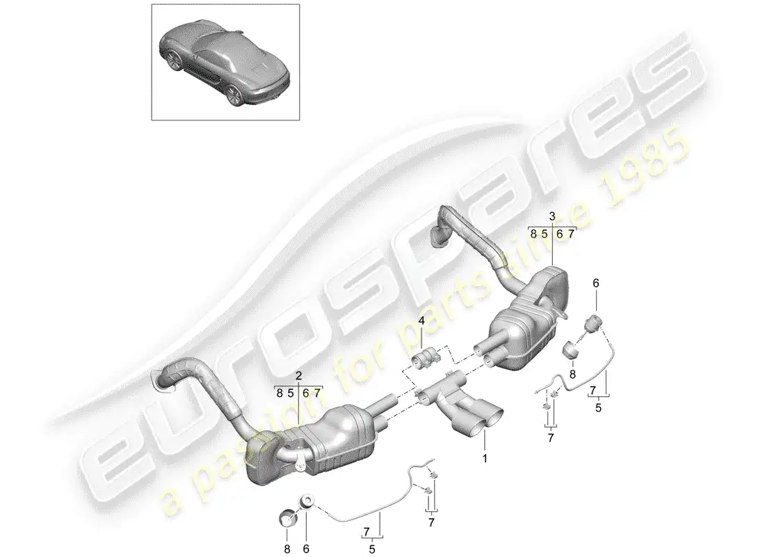 porsche 2014 (981 boxster) exhaust system parts diagram