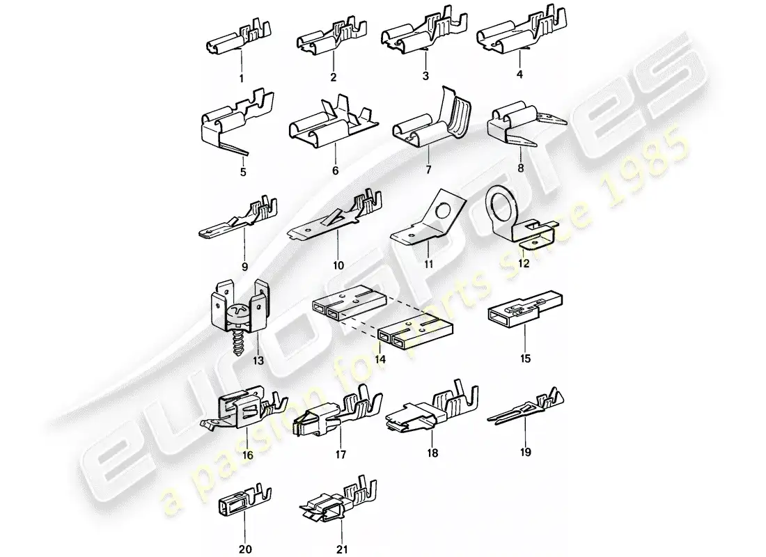 porsche 1986 (944) male blade terminal - push-on connector parts diagram