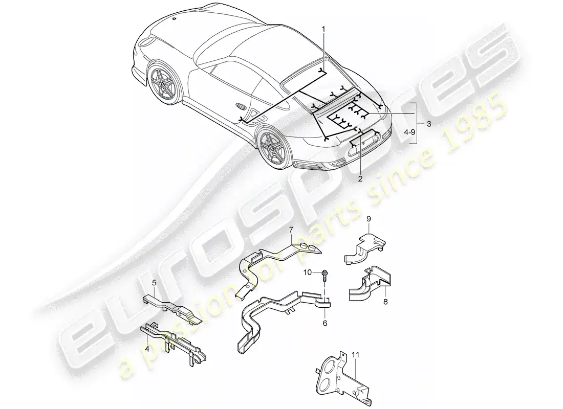 porsche 2009 997-2 turbo / gt2 wiring harnesses parts diagram