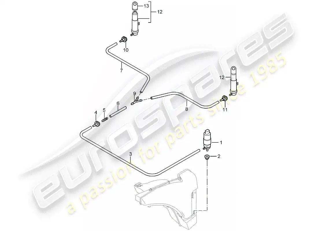 porsche 2006 (987 boxster) headlight washer system parts diagram