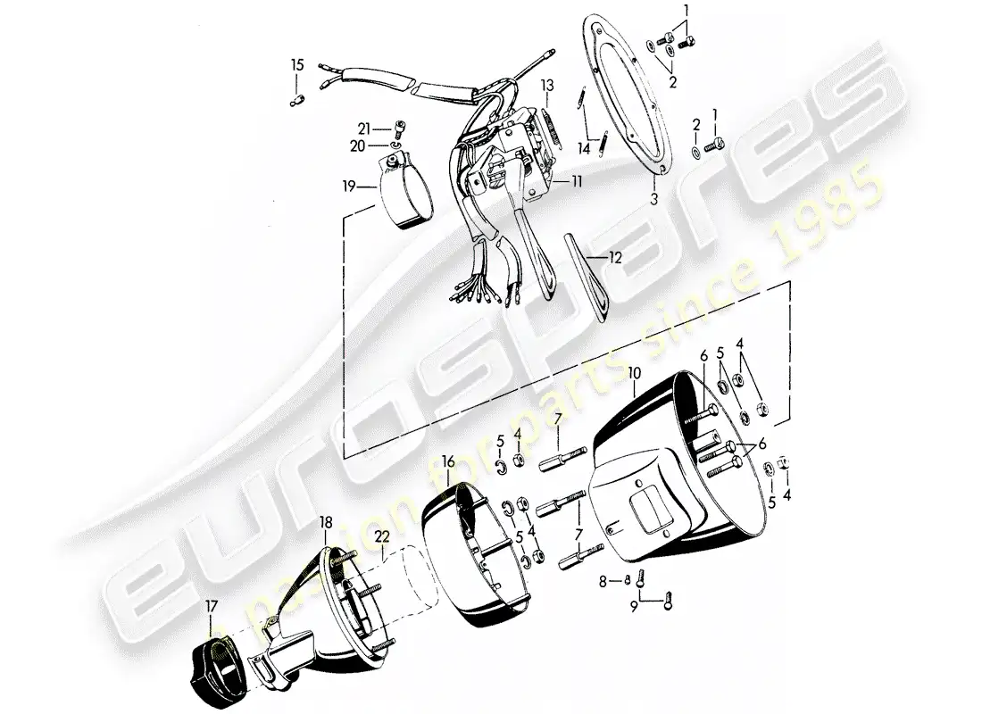 porsche 1960 (356b/356c) steering column switch parts diagram