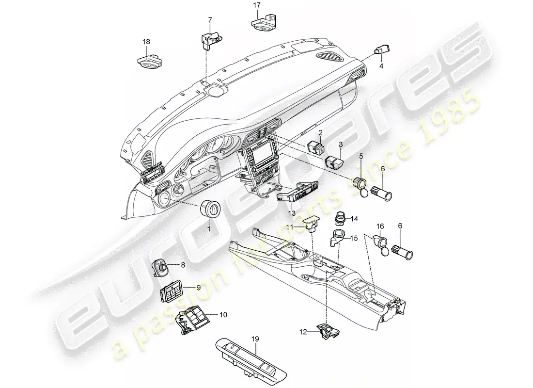 porsche 2009 (997-2) switch parts diagram