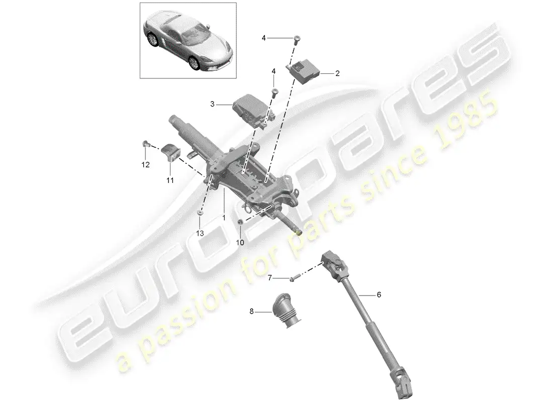 porsche 2018 (718 boxster) steering column parts diagram