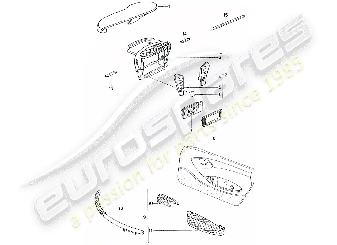 porsche 2009 (tequipment) instrument box parts diagram
